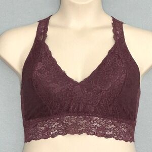 Soma Womens Bralette XL Burgundy Lace Racerback Wireless Comfort Bra